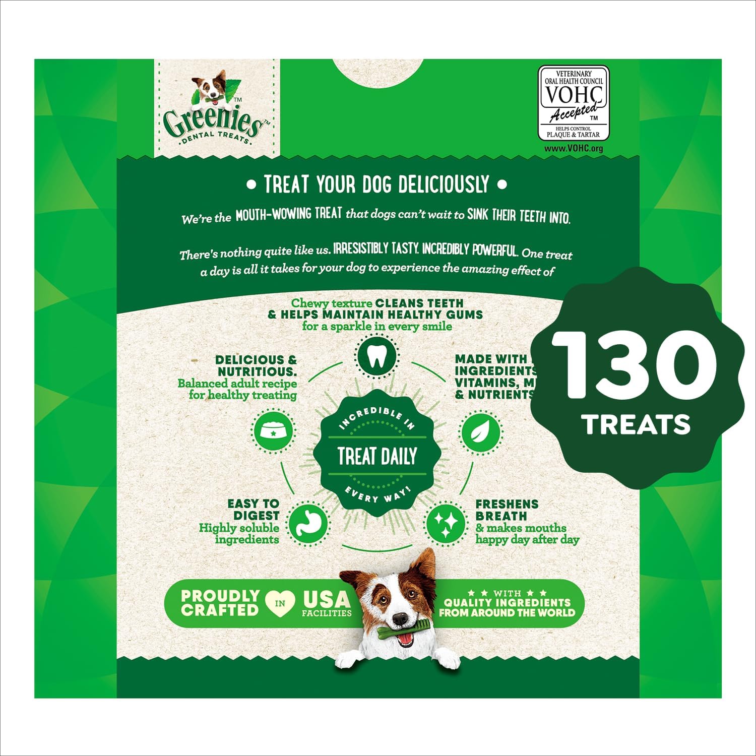 GREENIES Dog Treats Original Teenie Natural Dental Care, (130 Treats) 36oz. Pack