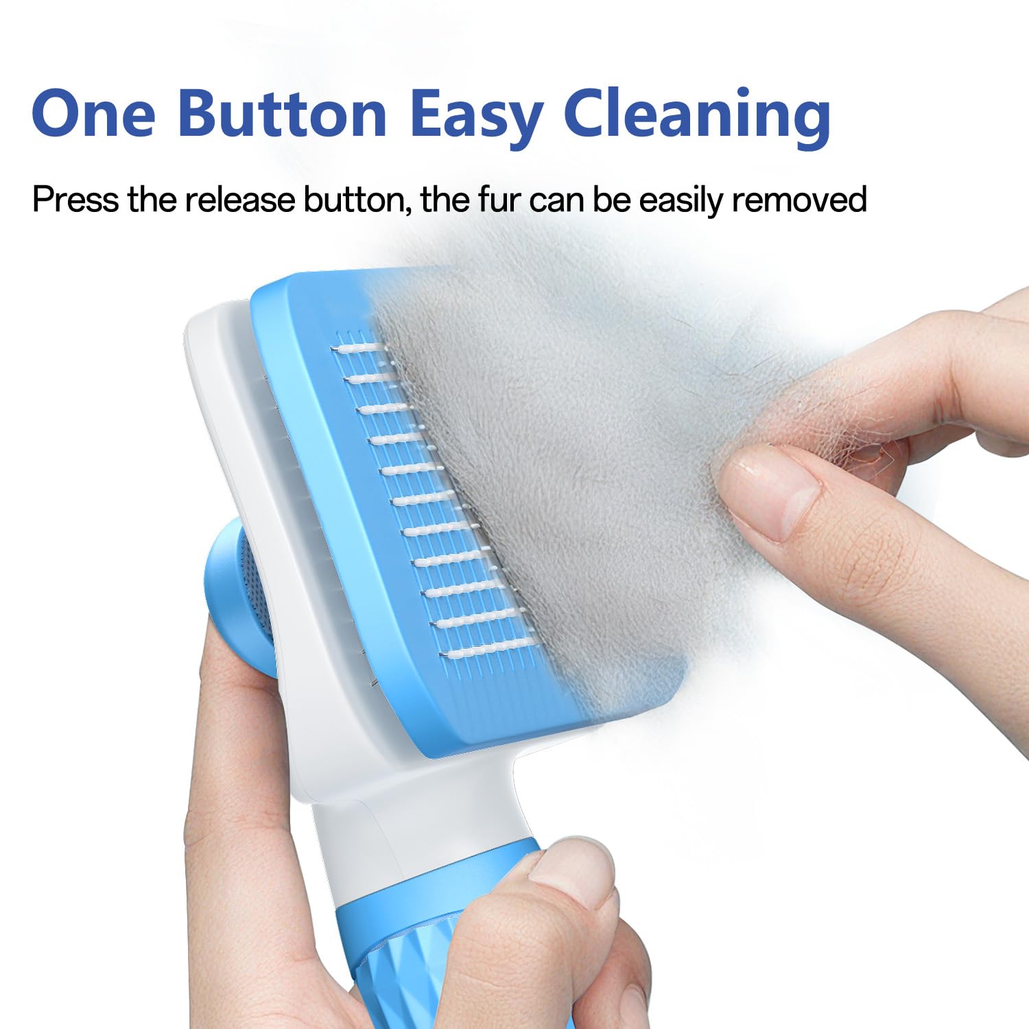 ACE2ACE Dog Brush, Cat Brush for Shedding Long and Short Haired, Self-Cleaning Dog Slicker Brush, Removes Loose Fur for Puppy, Cockapoo, Labrador, Golden Retriever, Pomeranian, Poodle, Rabbits, Blue