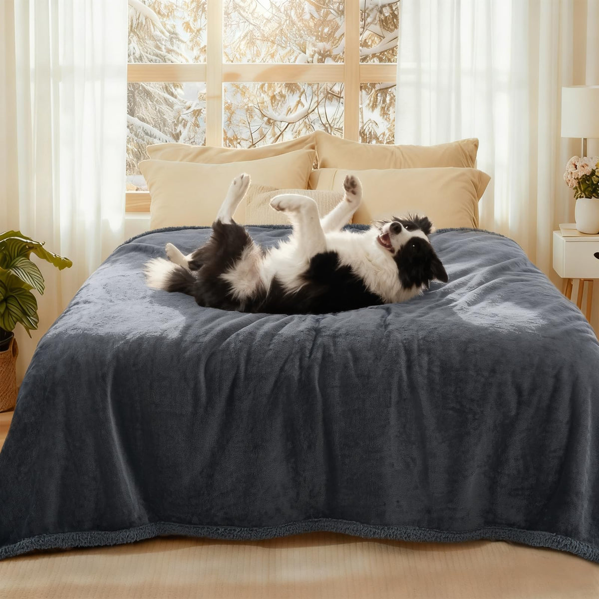 Luciphia Waterproof Bed Blanket Washable,Soft Sherpa Fleece Puppy Reversible Throw Blankets for Small Dog Cat,Furniture Cover Protector Couch Bed from Liquid Pee and Pet Fur, Grey, 40" x 28"