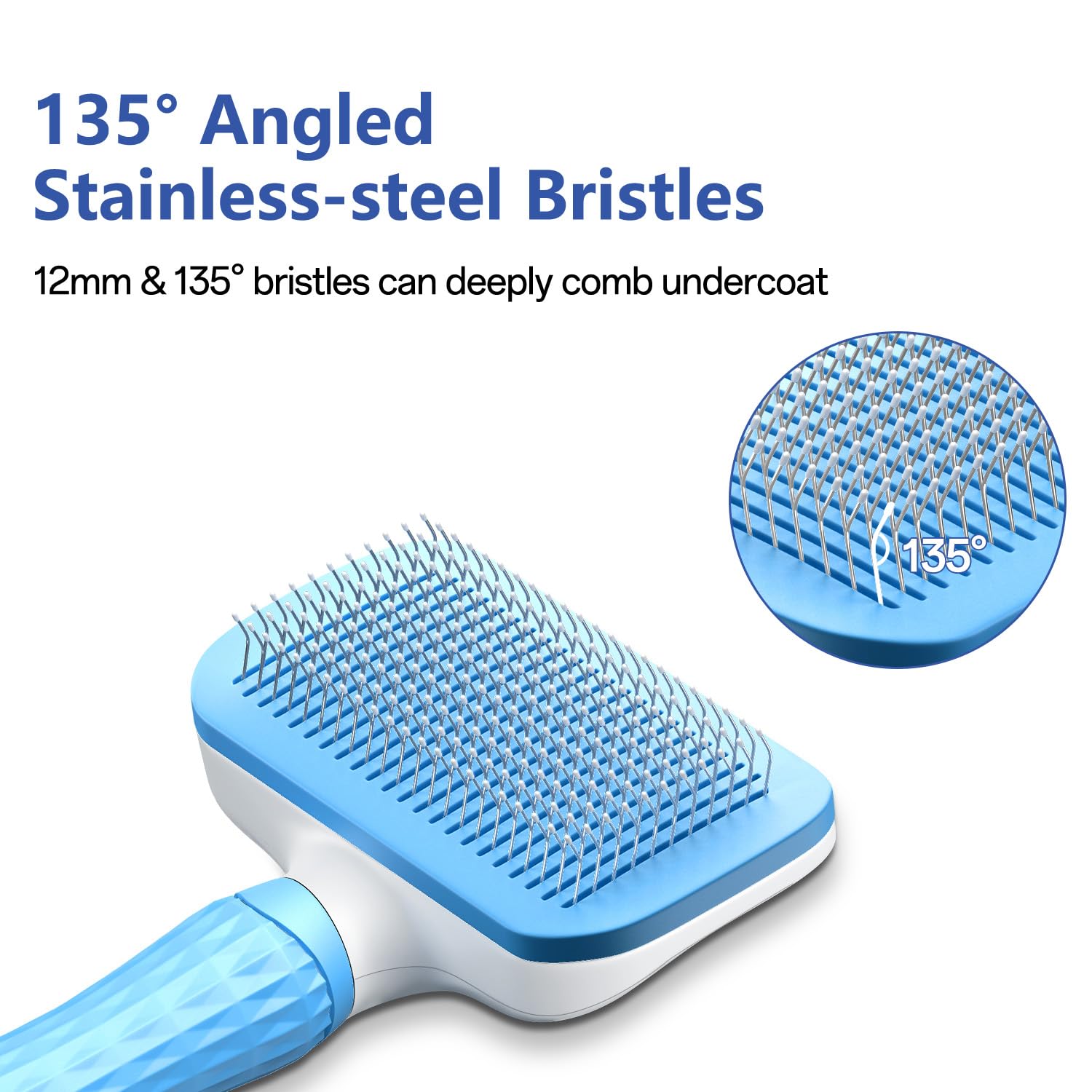 ACE2ACE Dog Brush, Cat Brush for Shedding Long and Short Haired, Self-Cleaning Dog Slicker Brush, Removes Loose Fur for Puppy, Cockapoo, Labrador, Golden Retriever, Pomeranian, Poodle, Rabbits, Blue