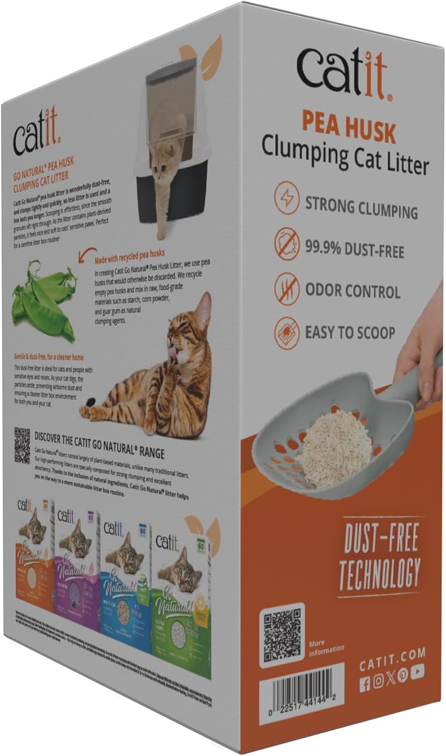 Catit Go Natural Pea Husk Clumping Cat Litter, Tofu, Vanilla 5.6 kg, Dust Free & Lightweight Cat Litter, Easy to Scoop Litiere Pour Chat
