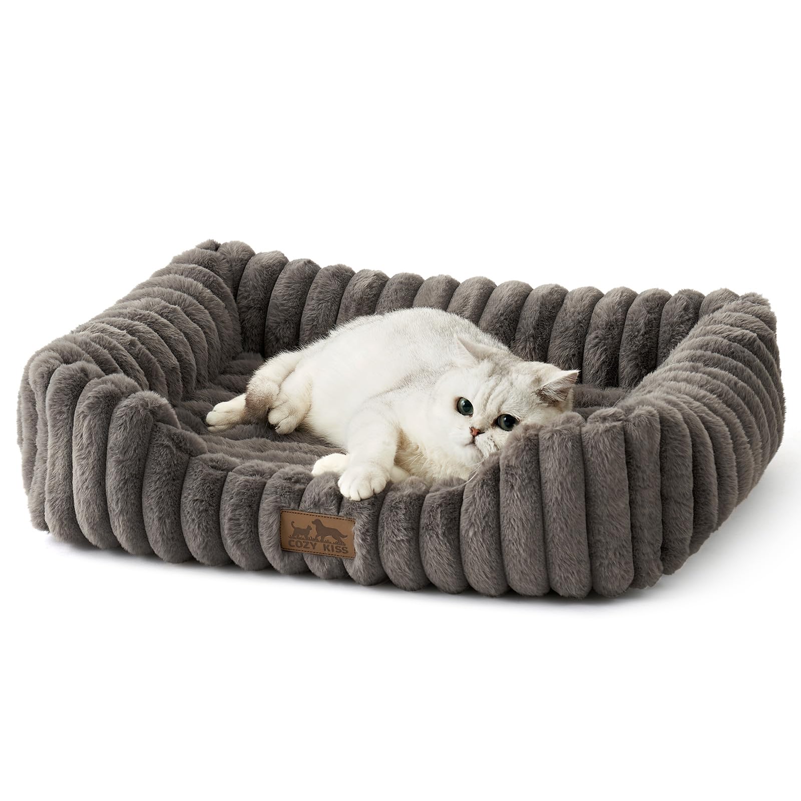 COZY KISS Orthopedic Dog Bed for Small Dogs & Medium Dogs - Washable Rectangle Pet Bed with Anti-Slip Bottom, Soft Calming Cat & Puppy Bed for Indoor Pets (30"x23"x7", Cream)