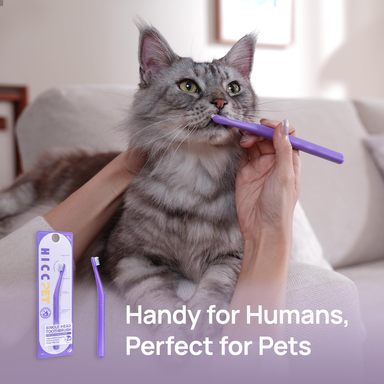 HICC PET Toothbrush for Dogs & Large Cats, Vet-Recommended Dog Toothbrush with Triple Bristle, Ergonomic Design, Improves Oral Hygiene, Deep Teeth Cleaning, Gum & Dental Care, Toothpaste Not Included