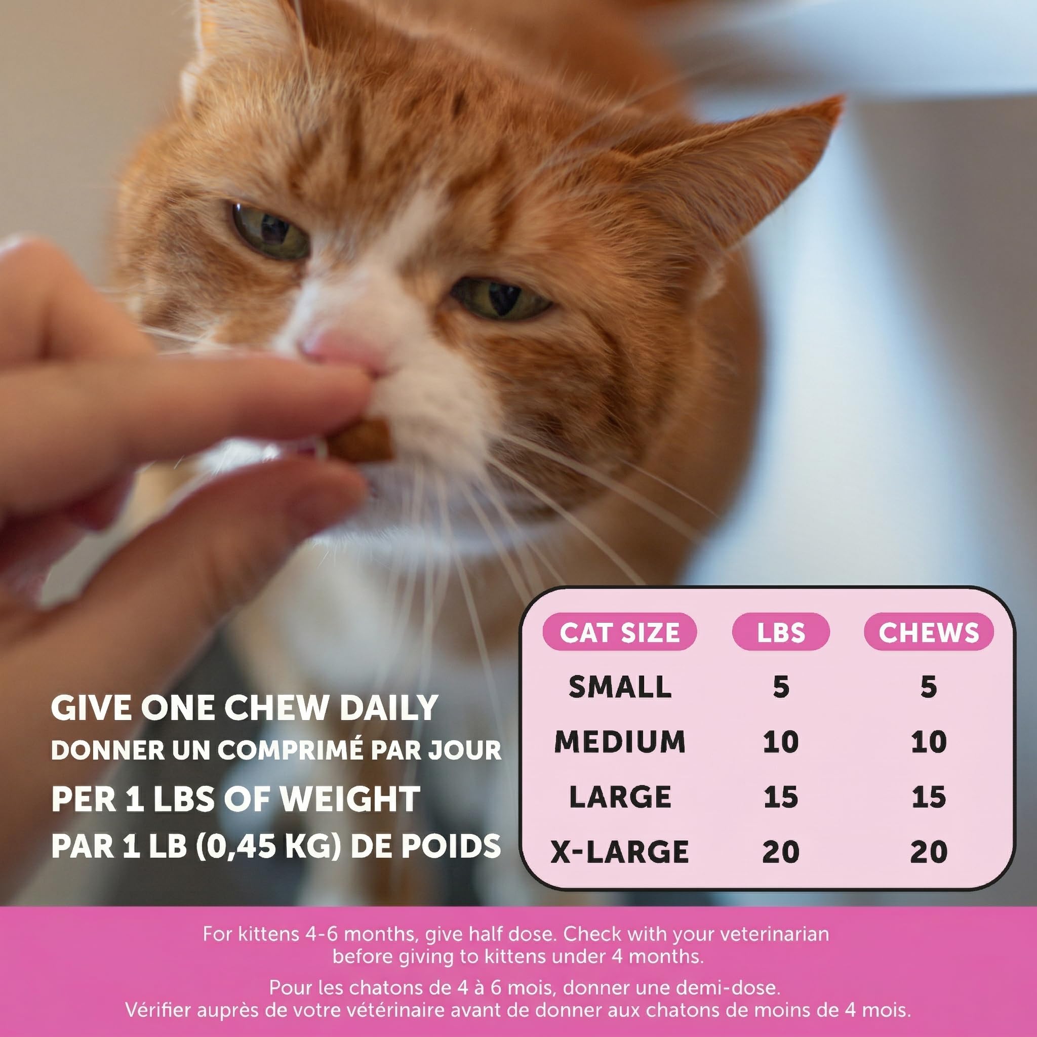 Cat Multivitamin Crunchy & Creamy Chews - Cat Treats for Health + Immune, Joints, Skin & Coat, & Digestion Support - Vitamins with Omega 3s, Lysine & Probiotics (30 Day Supply)