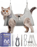 Loflaze Dog Grooming Hammock Harness for Dogs & Cats with Pet Nail Clipper Trimmer - Cat Hanger Sling for Trimming Clipping Nails- Dog Hammock Restraint Bag for Small Medium Large Dog （ Grey XS）
