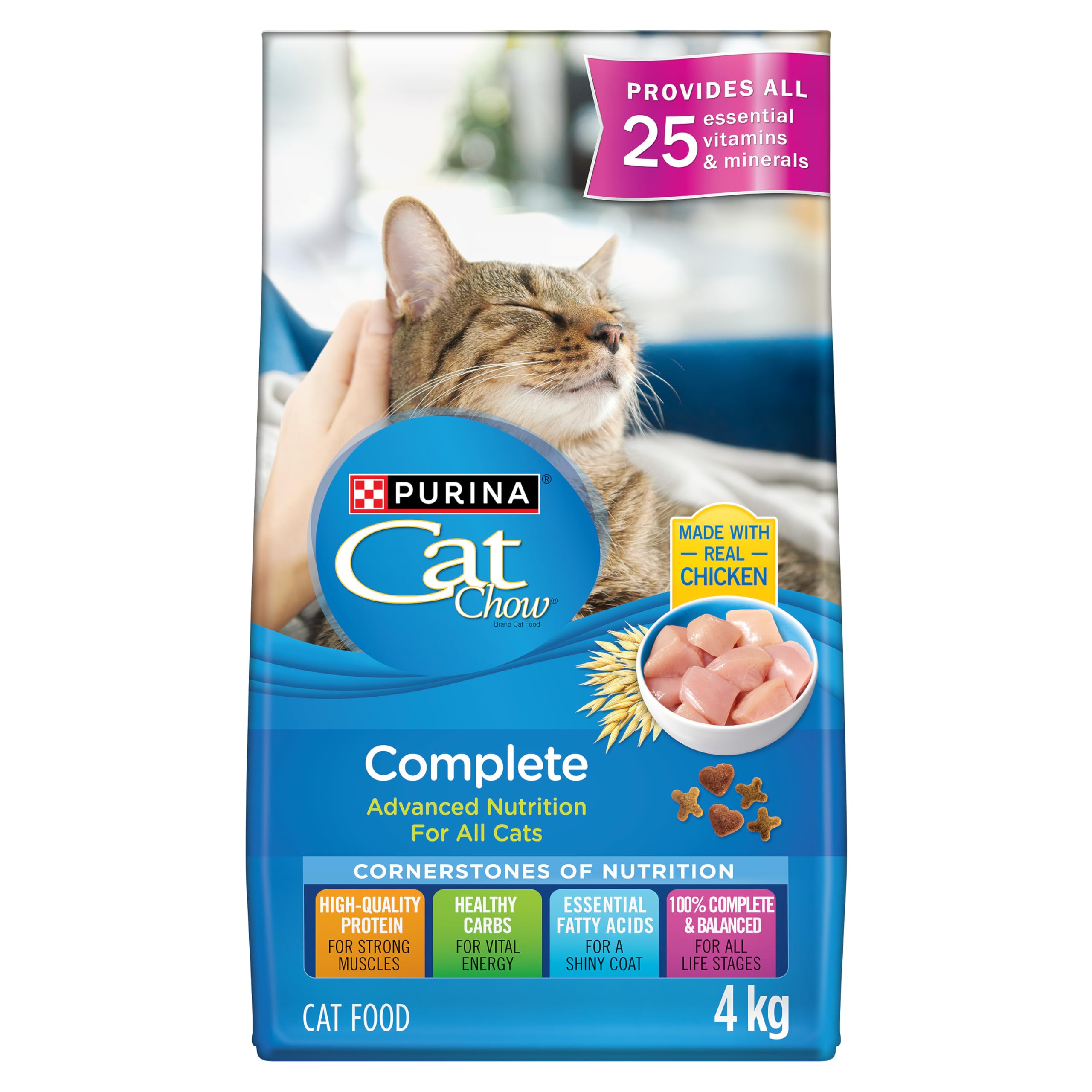 Cat Chow Complete Dry Cat Food, Real Chicken - 8 kg Bag