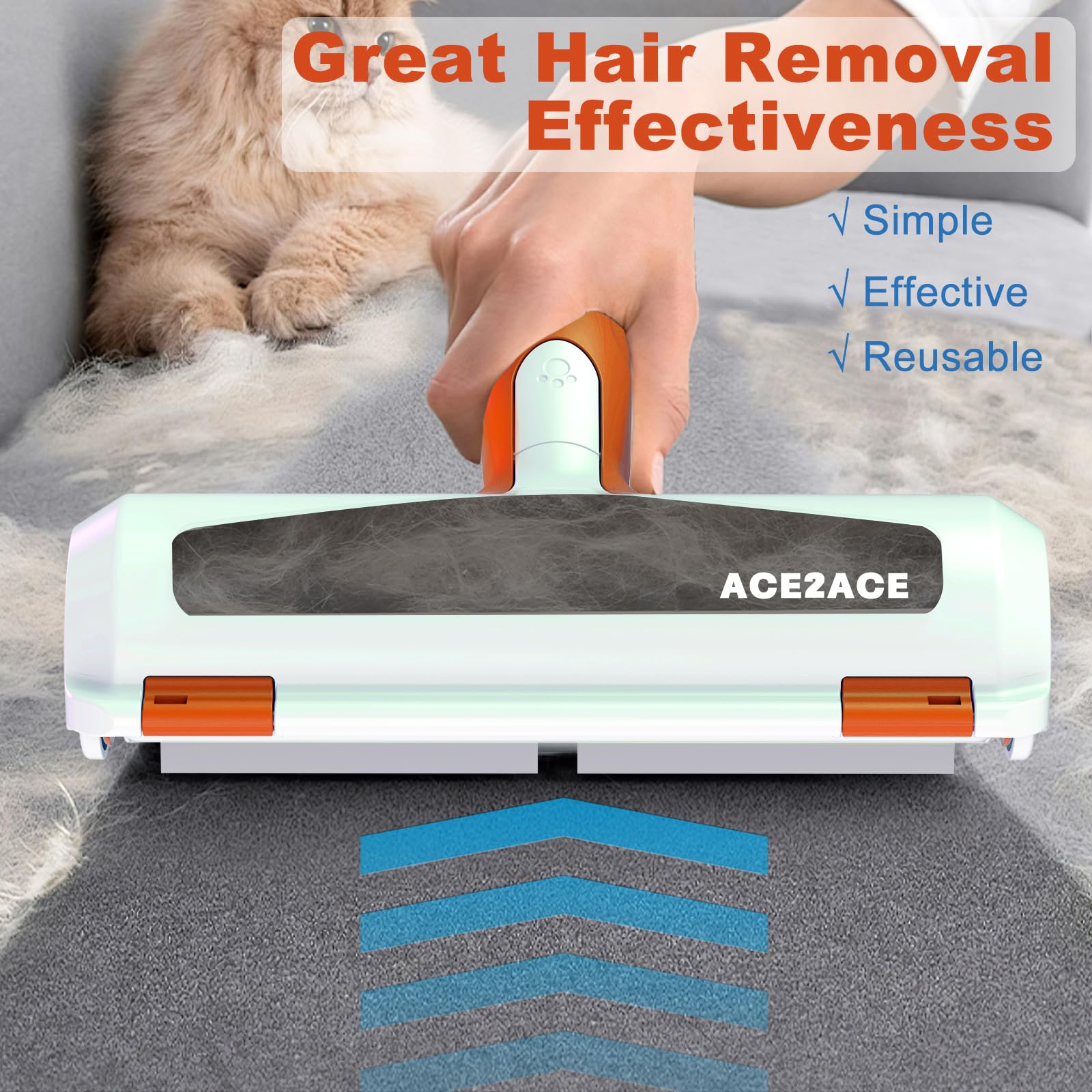 Pet Hair Remover Roller, ACE2ACE Reusable Animal Hair Removal Brush for Dogs and Cats, Self Clean Pet Fur from Carpet, Furniture, Rugs, Laundry, Clothes and Bedding, Sofa