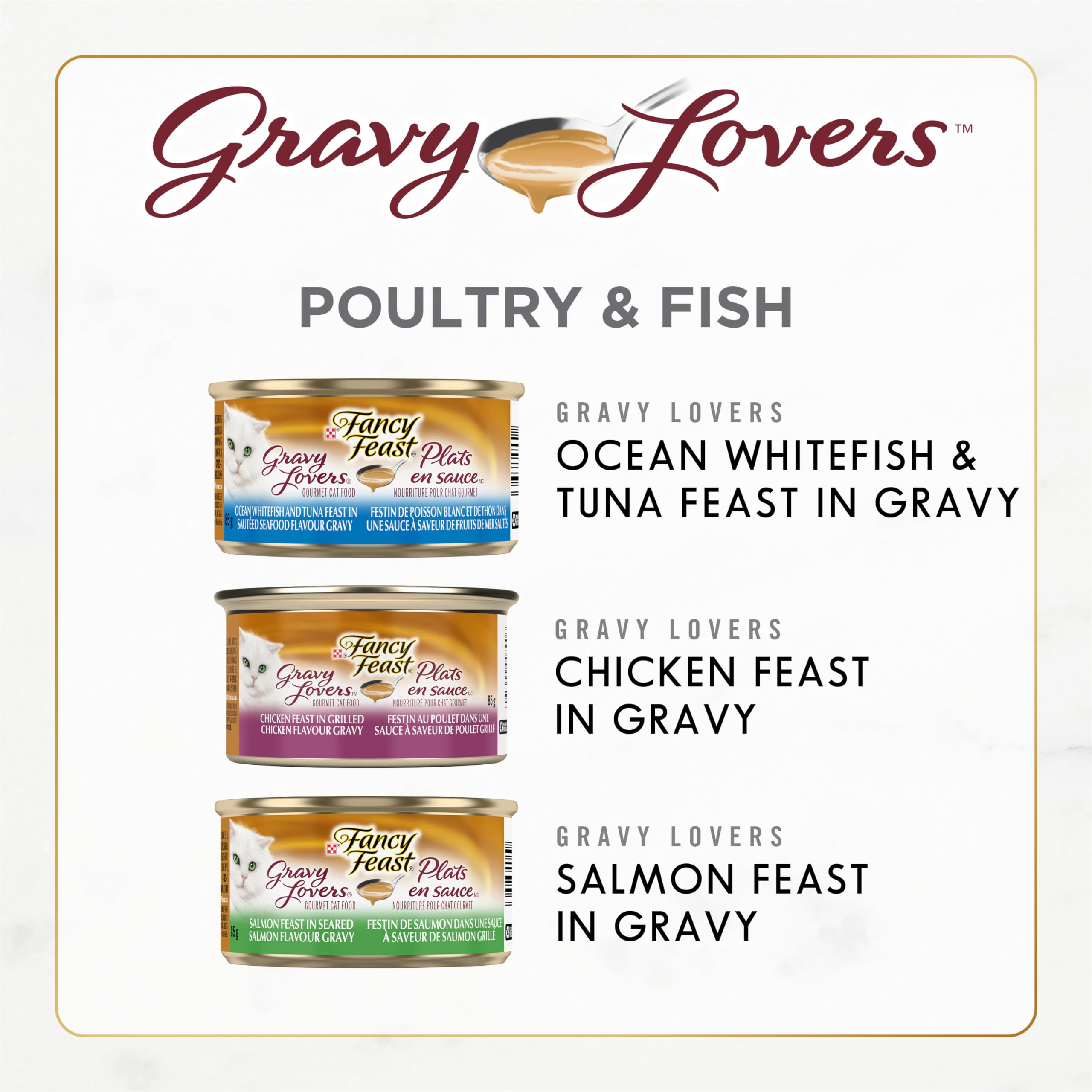 Fancy Feast Gravy Lovers Wet Cat Food, Variety Pack 85 g Can (24 Pack)