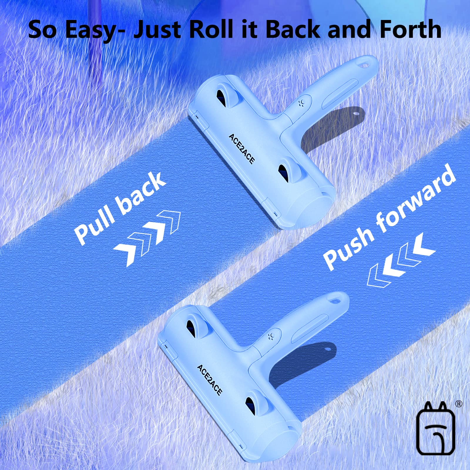 Pet Hair Remover Roller, ACE2ACE Reusable Animal Hair Removal Brush for Dogs and Cats, Self Clean Pet Fur from Carpet, Furniture, Rugs, Laundry, Clothes and Bedding, Sofa