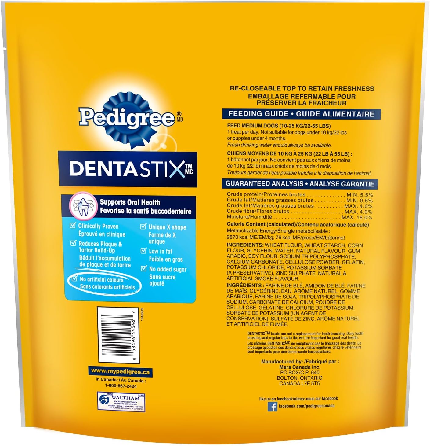 PEDIGREE DENTASTIX Oral Care Original Adult Dog Treats - for Medium Breeds - Reduces Plaque and Tartar Buildup - 40 Sticks 972g Pouch
