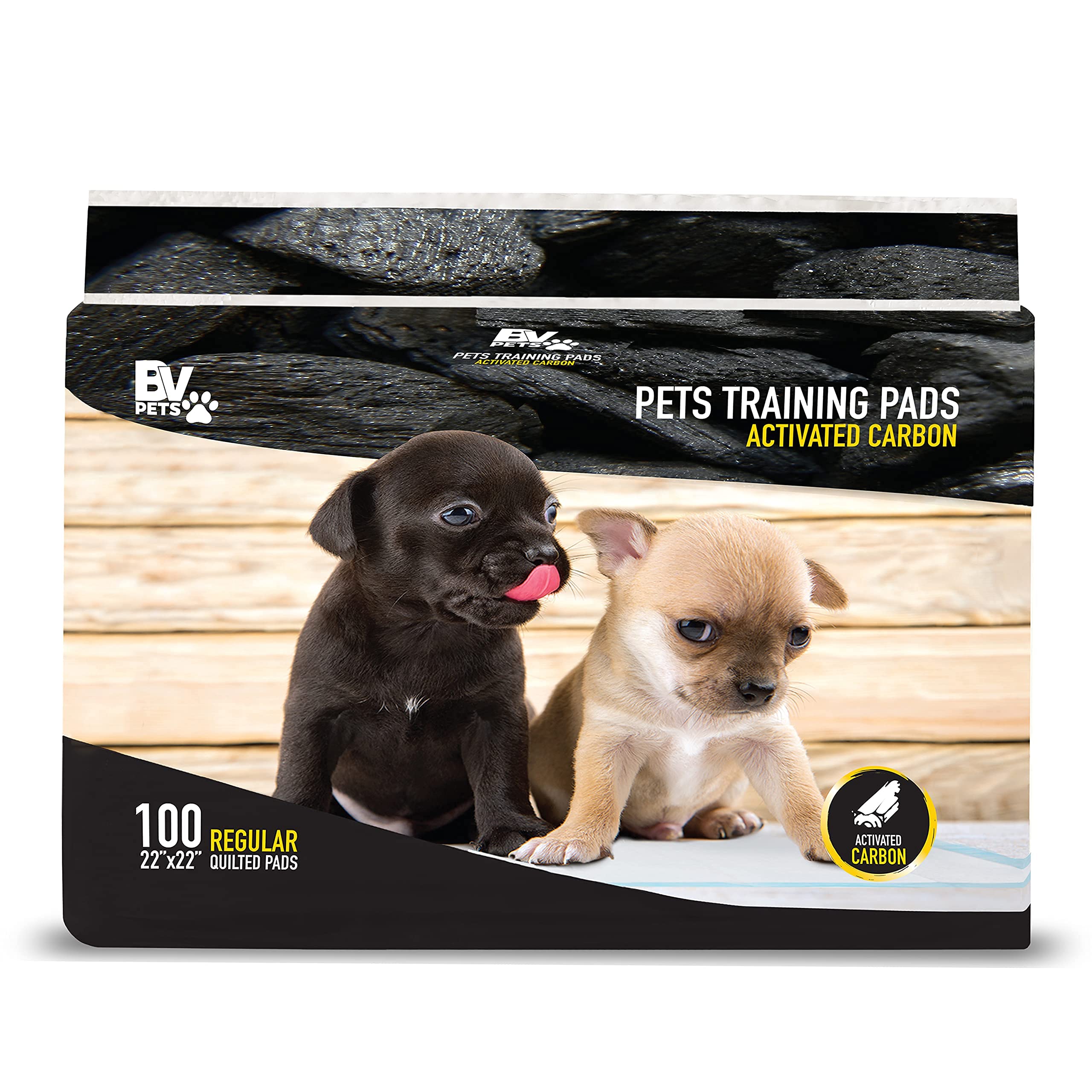 BV Charcoal Puppy Pads Leak-Proof 22"x 22" [100CT] | Pee Pads for Dogs Quick Absorb - Dog Pads 100 Pack- Potty Pads for Dogs- Puppy Pee Pads, Pet Training Pads Dog PIPI Pad Pour Chien