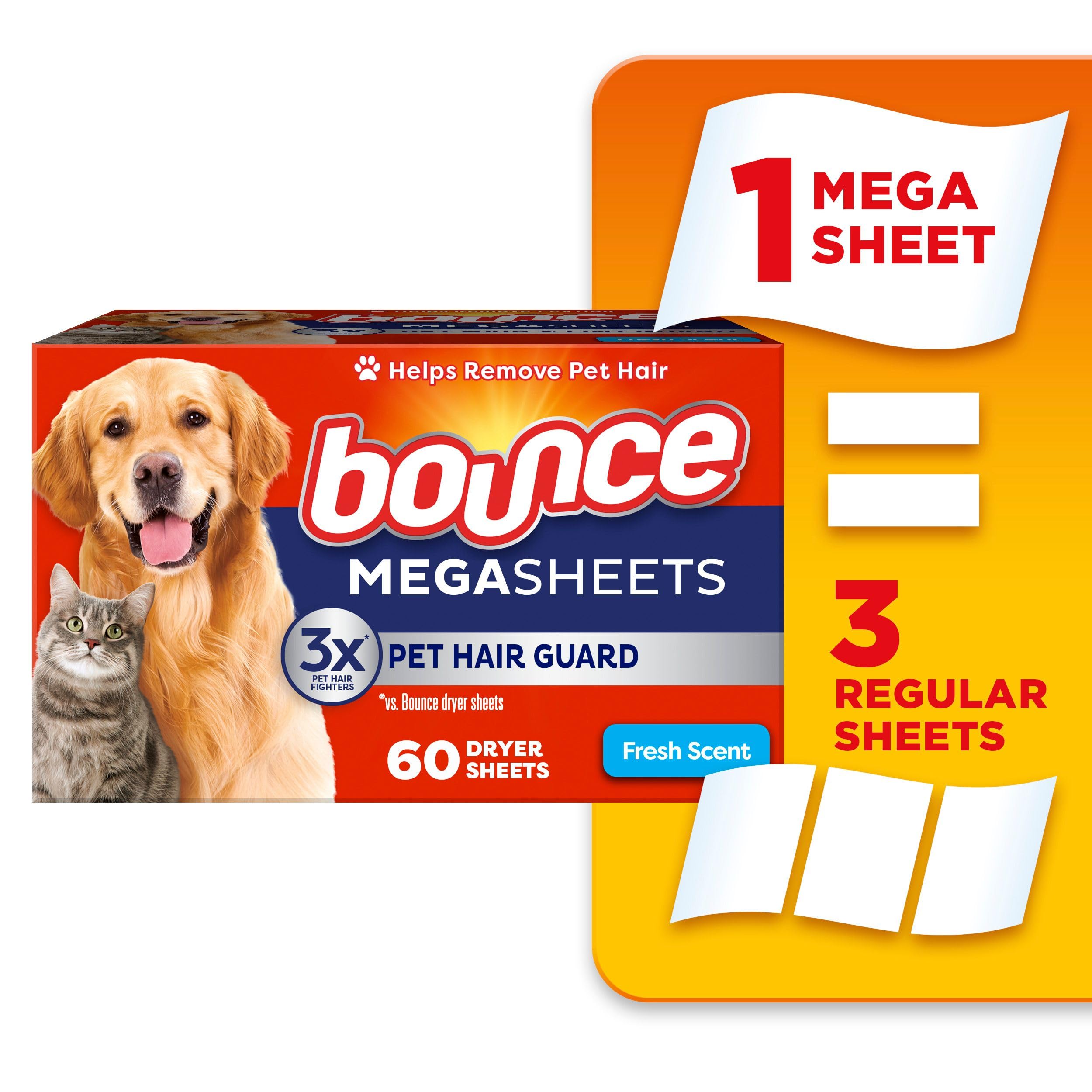 Pet Hair and Lint Guard Mega Dryer Sheets with 3X Pet Hair Fighters, Fresh Scent, 180 Count