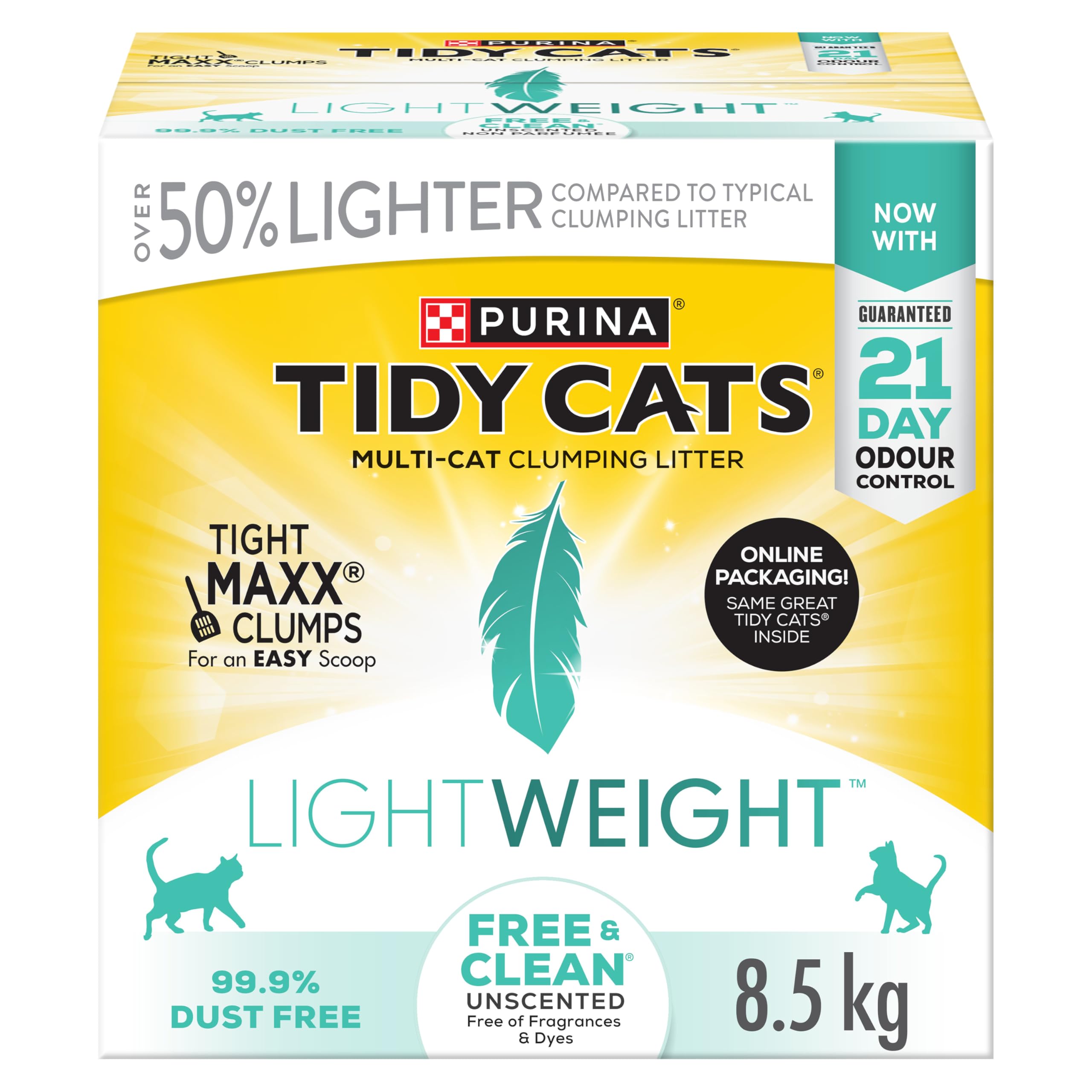 Tidy Cats Free & Clean Cat Litter, LightWeight Unscented Multi-Cat - 2.72 kg Jug