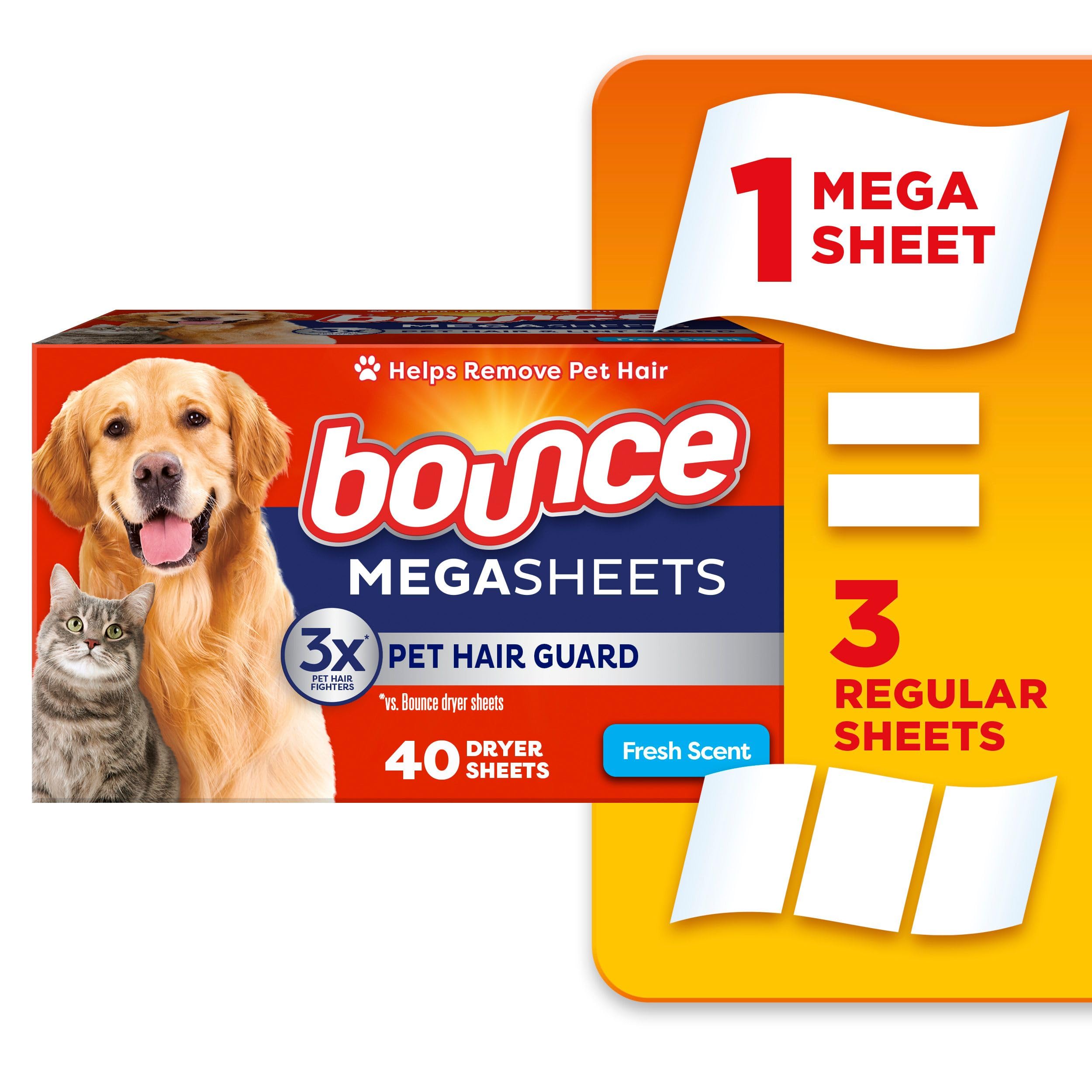 Pet Hair and Lint Guard Mega Dryer Sheets with 3X Pet Hair Fighters, Fresh Scent, 180 Count
