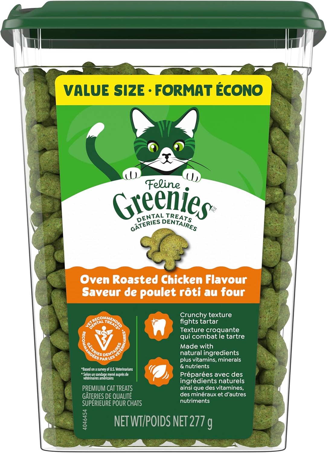 GREENIES Feline Cat Treats Natural Dental Care, Oven Roasted Chicken Flavour, 9.75oz. Tub