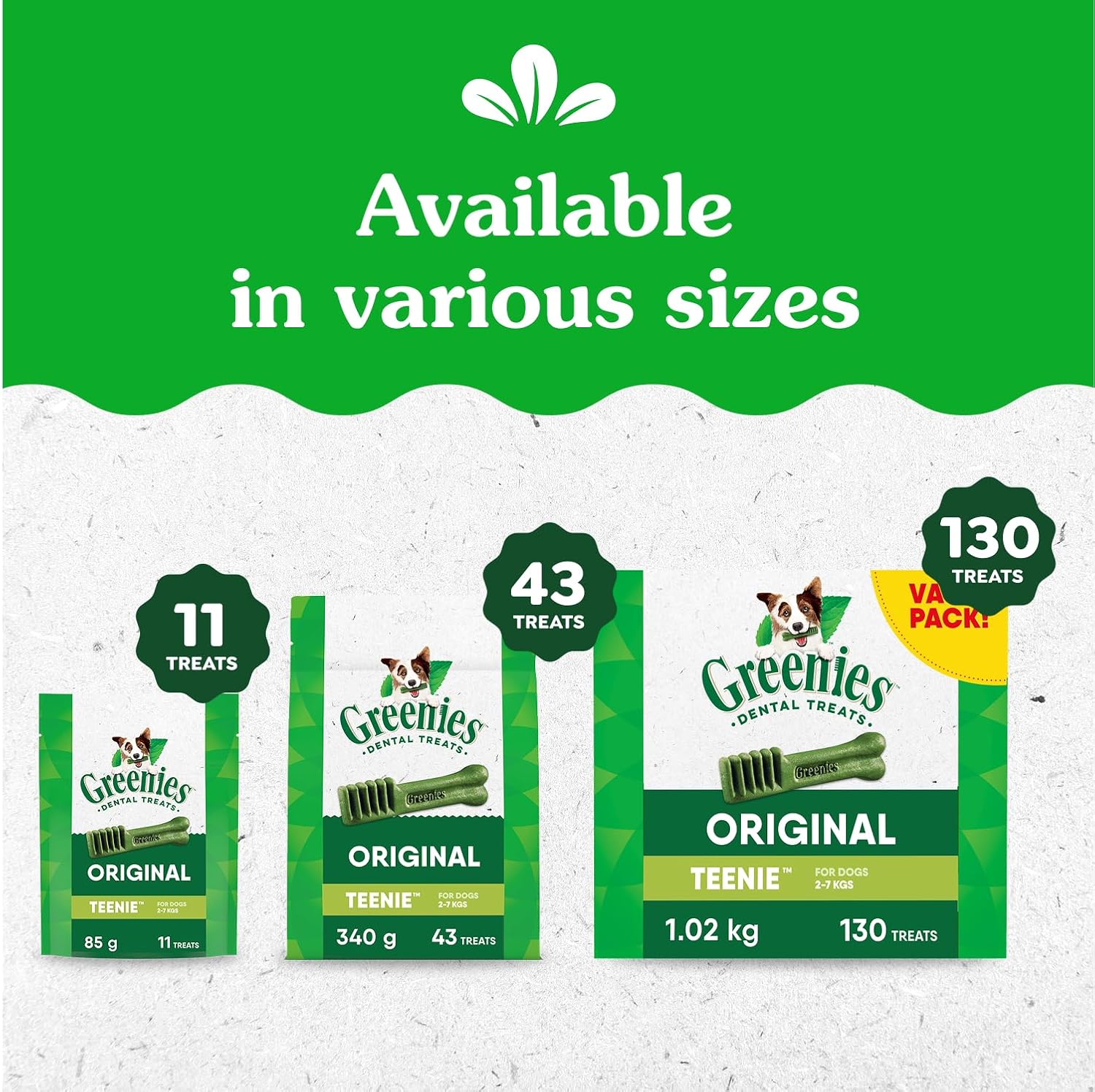 GREENIES Dog Treats Original Teenie Natural Dental Care, (130 Treats) 36oz. Pack