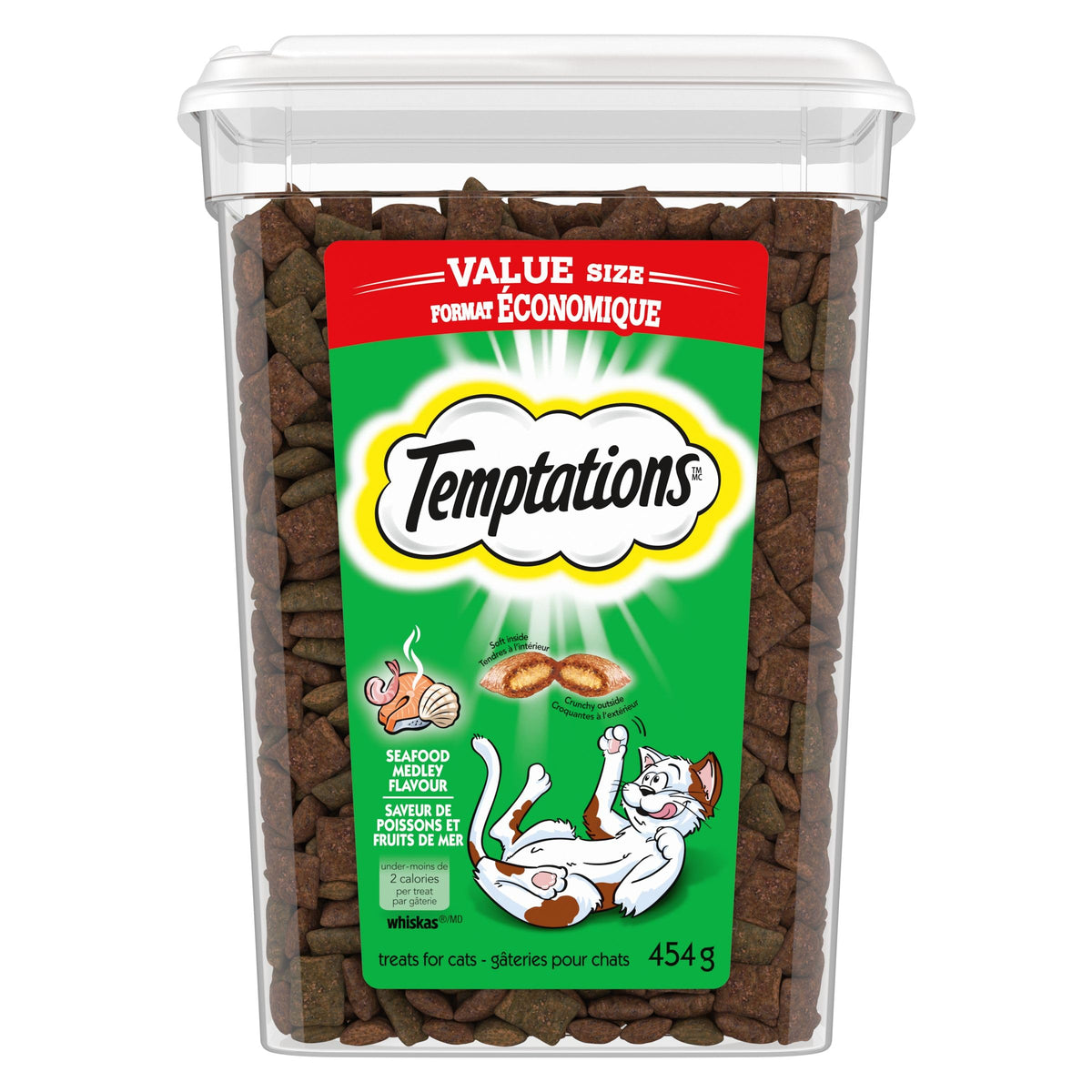 TEMPTATIONS Cat Treats, Seafood Medley Flavour, 454g Tub