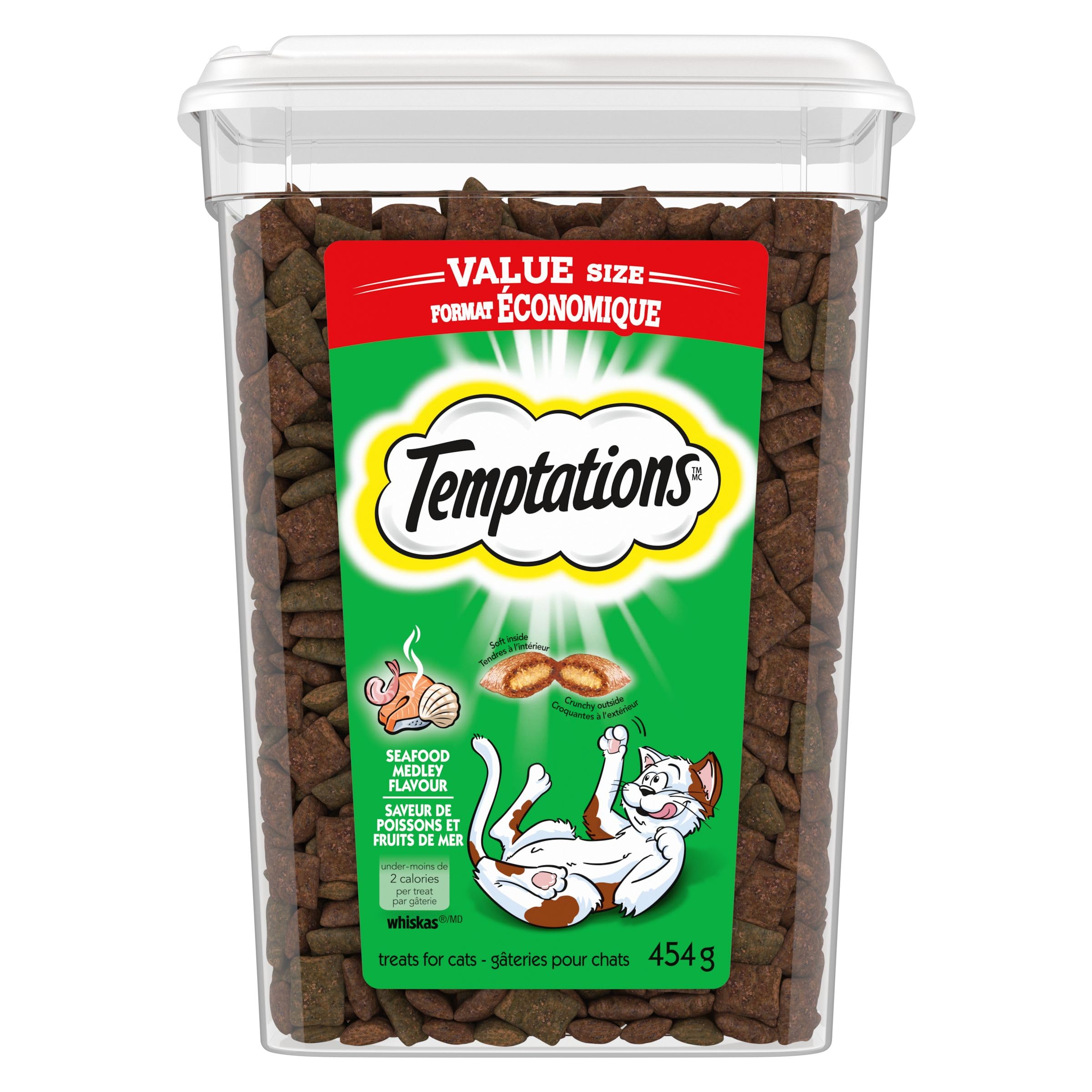 TEMPTATIONS Cat Treats, Seafood Medley Flavour, 454g Tub