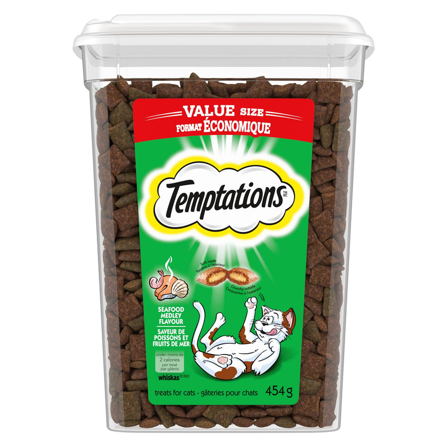 TEMPTATIONS Cat Treats, Seafood Medley Flavour, 454g Tub