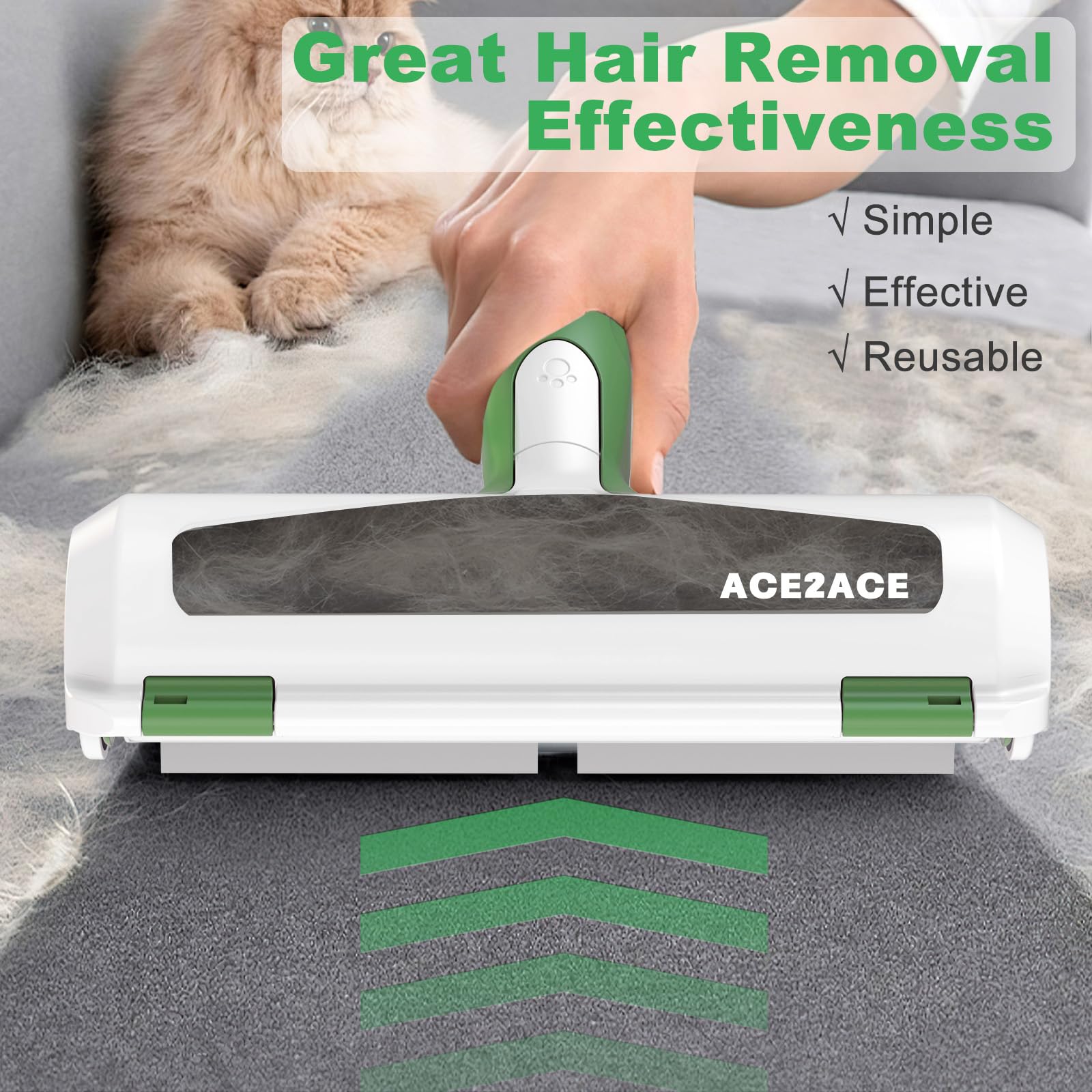 Pet Hair Remover Roller, ACE2ACE Reusable Animal Hair Removal Brush for Dogs and Cats, Self Clean Pet Fur from Carpet, Furniture, Rugs, Laundry, Clothes and Bedding, Sofa