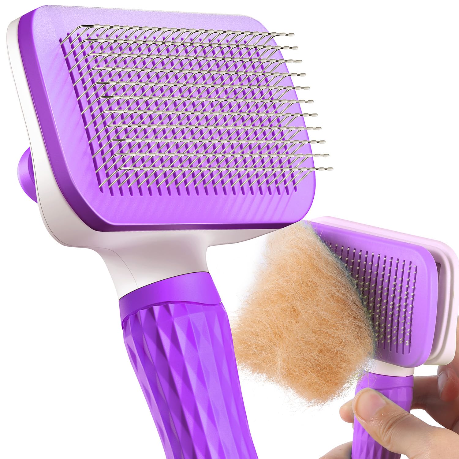ACE2ACE Dog Brush, Cat Brush for Shedding Long and Short Haired, Self-Cleaning Dog Slicker Brush, Removes Loose Fur for Puppy, Cockapoo, Labrador, Golden Retriever, Pomeranian, Poodle, Rabbits, Blue