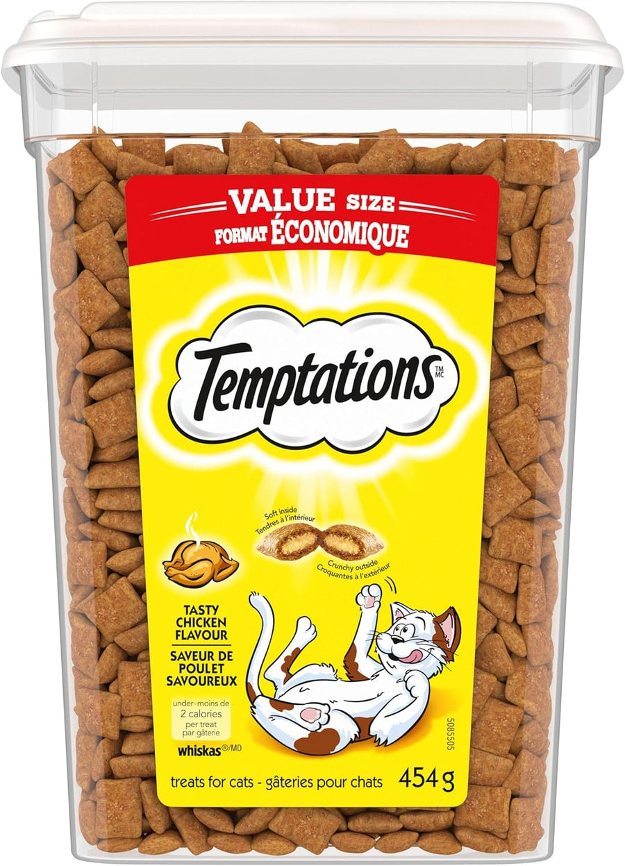 TEMPTATIONS Cat Treats, Tasty Chicken Flavour, 454g Tub