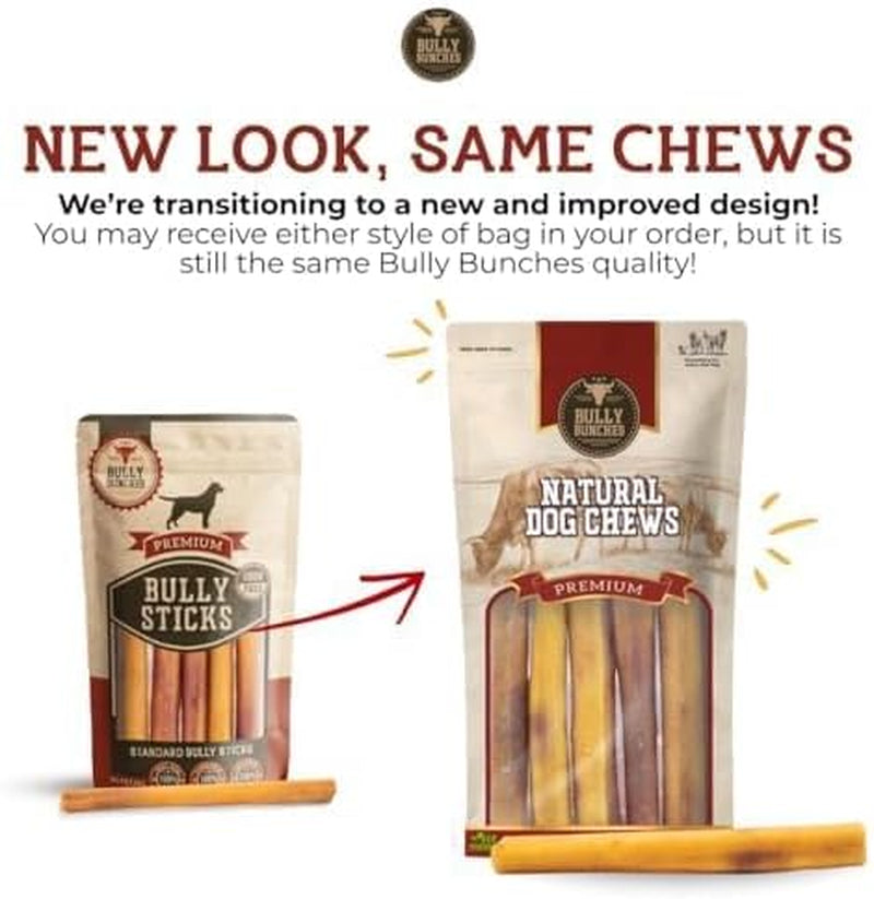 Premium (6" Standard - 5 Pack) Odour-Free, Consistently Sized Bully Sticks for Small & Medium Dogs & Puppies, Long-Lasting Oral Care Chews, All-Natural Single-Ingredient Beef, No Rawhide