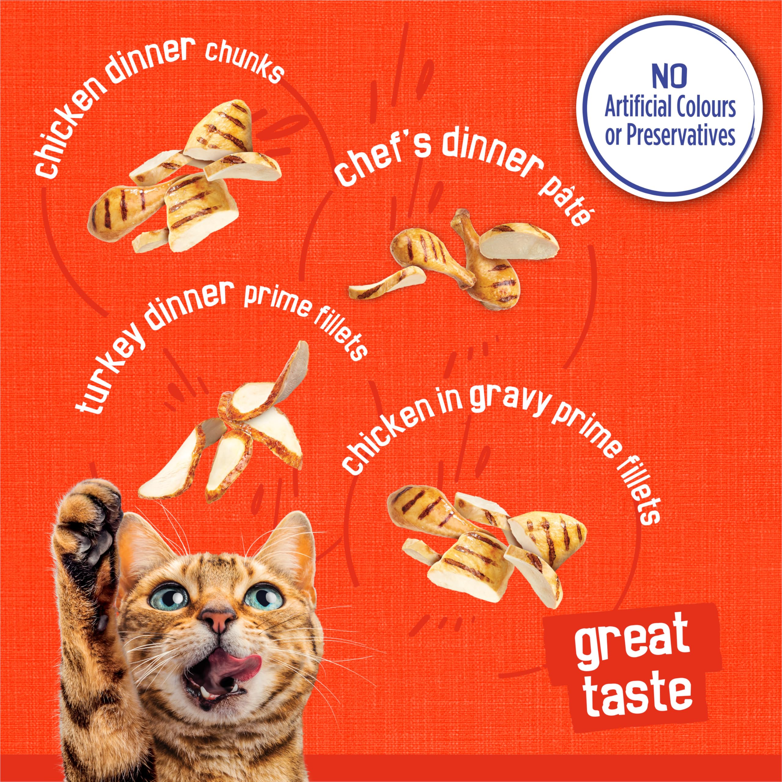 Friskies Poultry Wet Cat Food, Variety Pack 4 Flavours - 156 g Can (32 Pack)