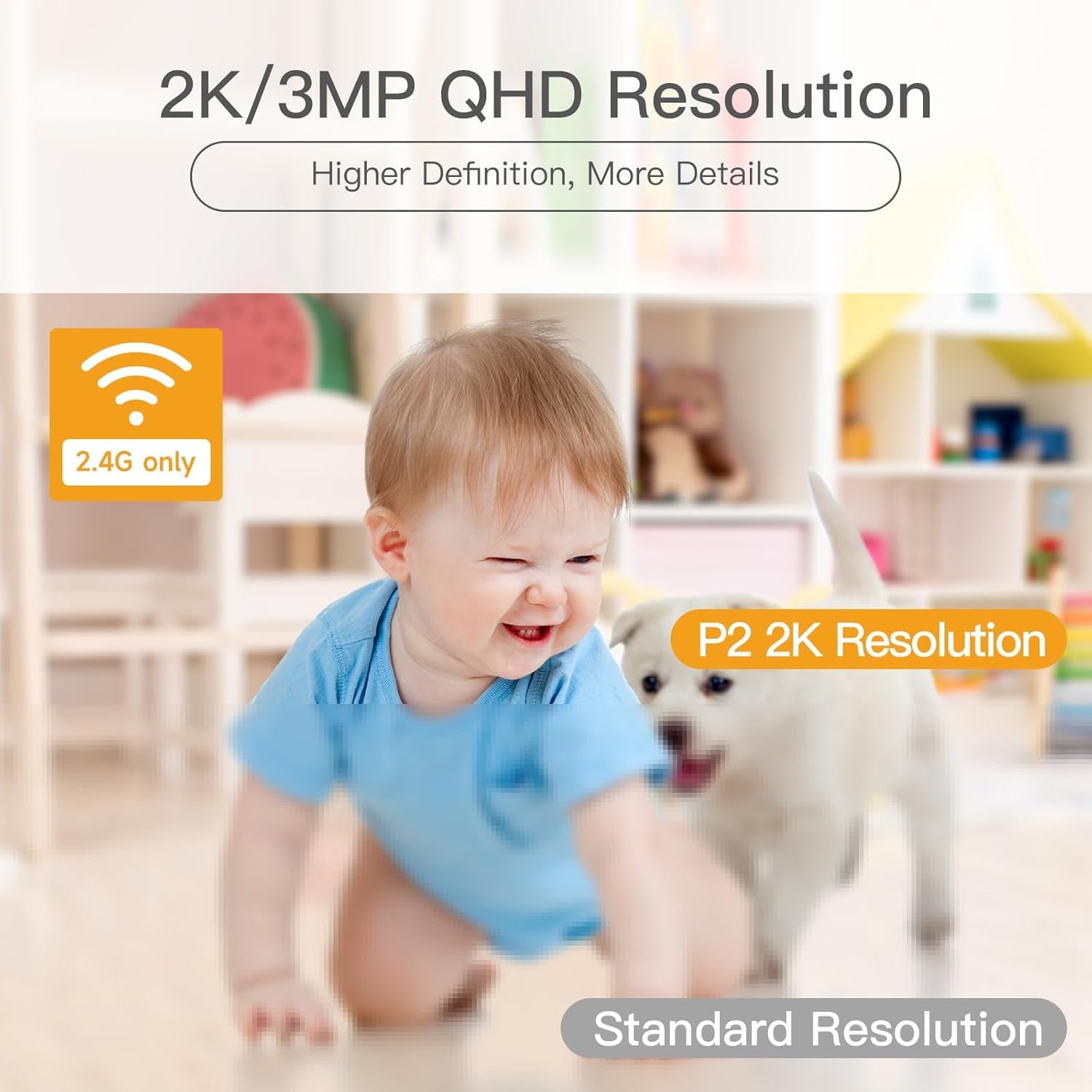 Indoor Home Security Camera, P2 Baby Monitor with Camera and Audio, 1080P FHD, Night Vision, 2-Way Audio, AI Motion Detection Compatible with Alexa & Google Assistant