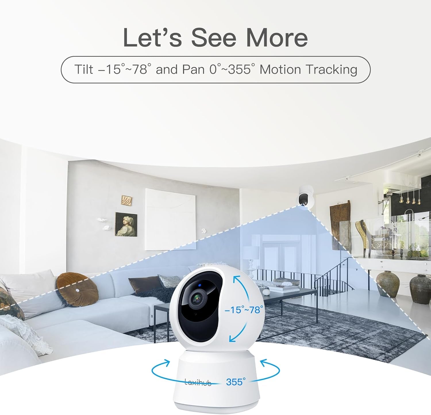 Indoor Home Security Camera, P2 Baby Monitor with Camera and Audio, 1080P FHD, Night Vision, 2-Way Audio, AI Motion Detection Compatible with Alexa & Google Assistant