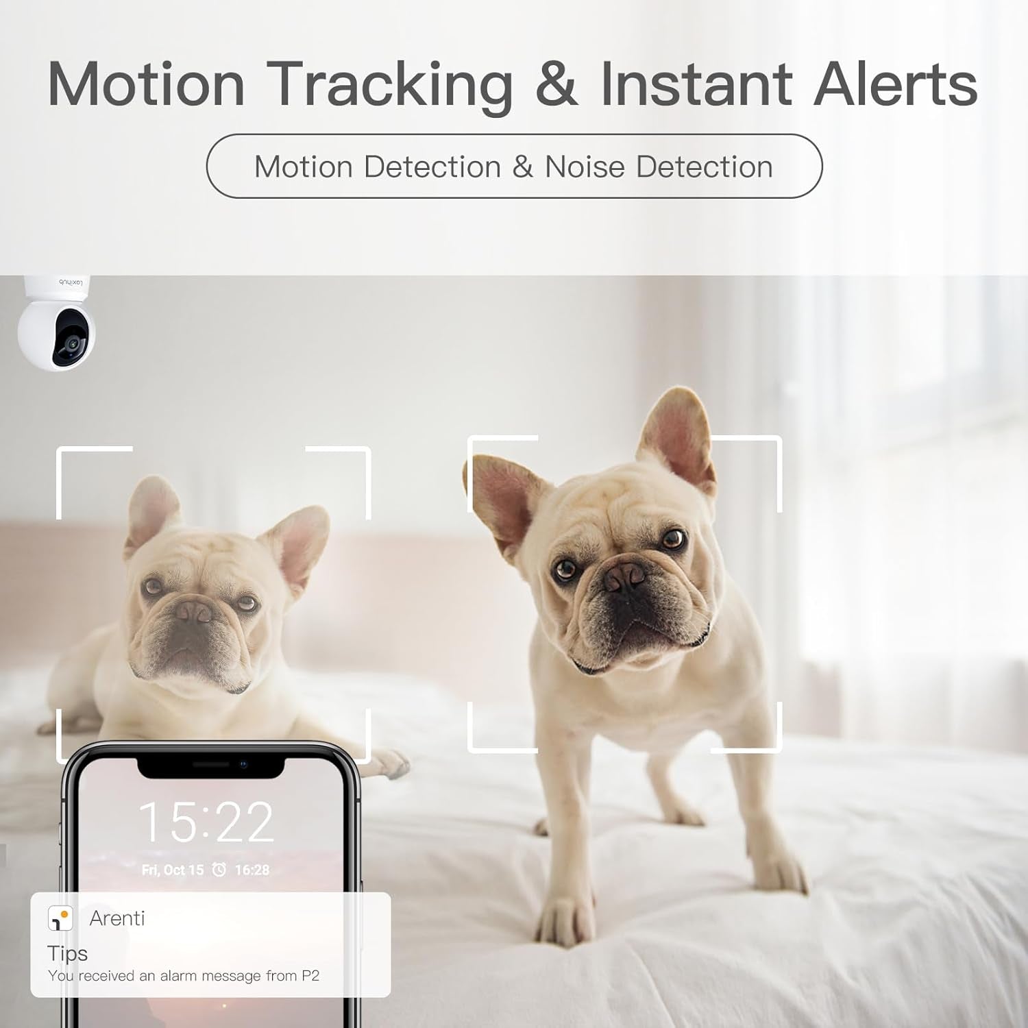 Indoor Home Security Camera, P2 Baby Monitor with Camera and Audio, 1080P FHD, Night Vision, 2-Way Audio, AI Motion Detection Compatible with Alexa & Google Assistant