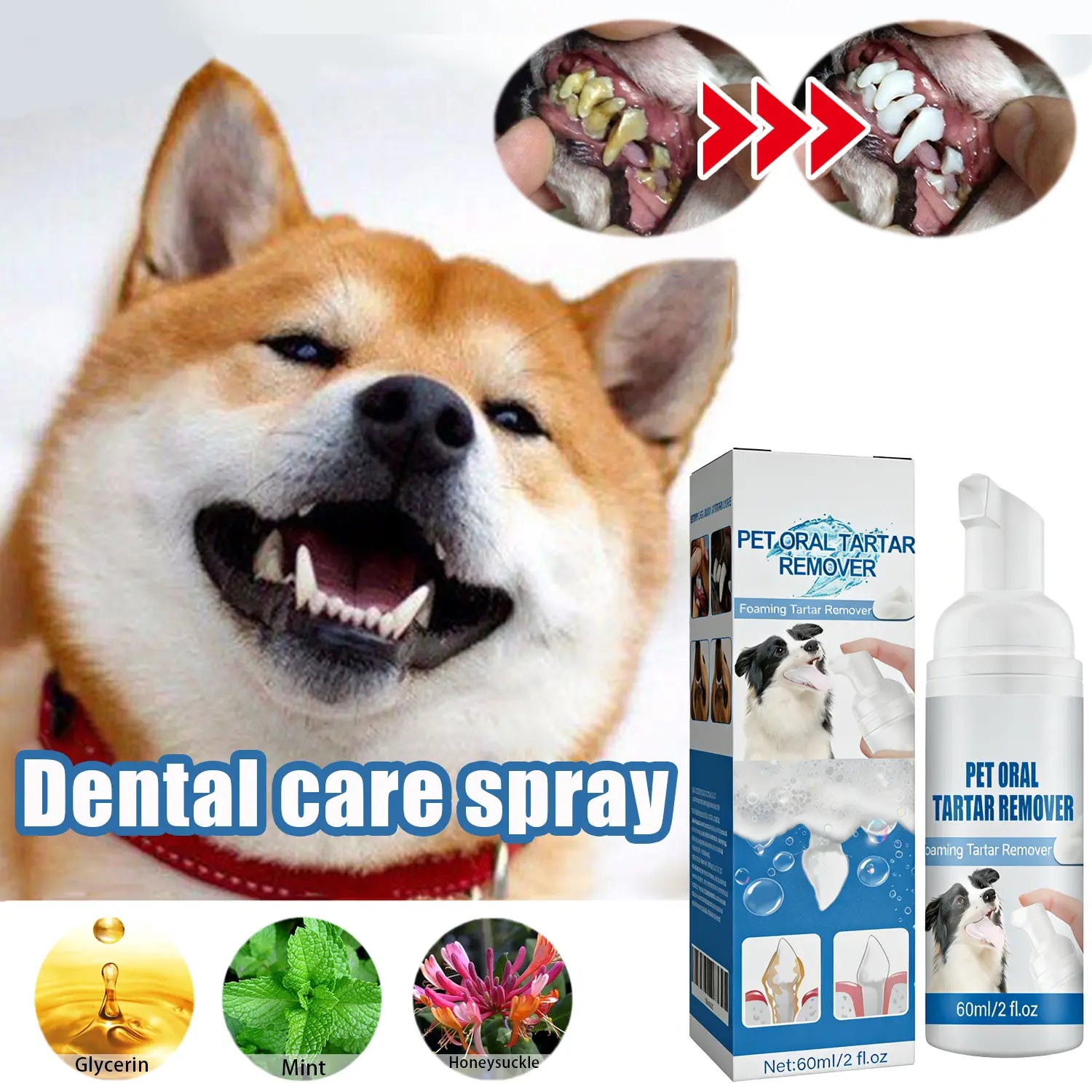 Truerelief PET Dog Oral Care Spray, Vet-Recommended Breath Freshener & Plaque Softener, No-Brushing Solution for Tartar Reduction, Gum Redness & Infection Relief, Cleaner Teeth, Plaque Softer